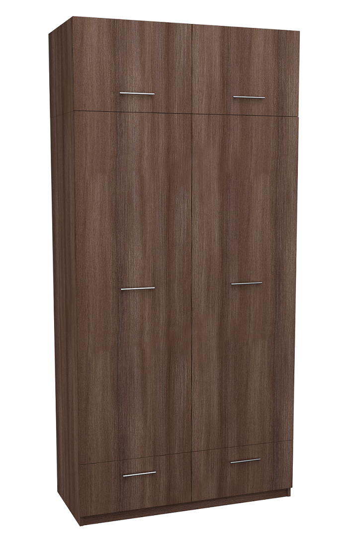 

Шкаф распашной 2-хдв. с ящиками и антресолями MebelLoft 110х50х230 см Темное дерево 2508-04