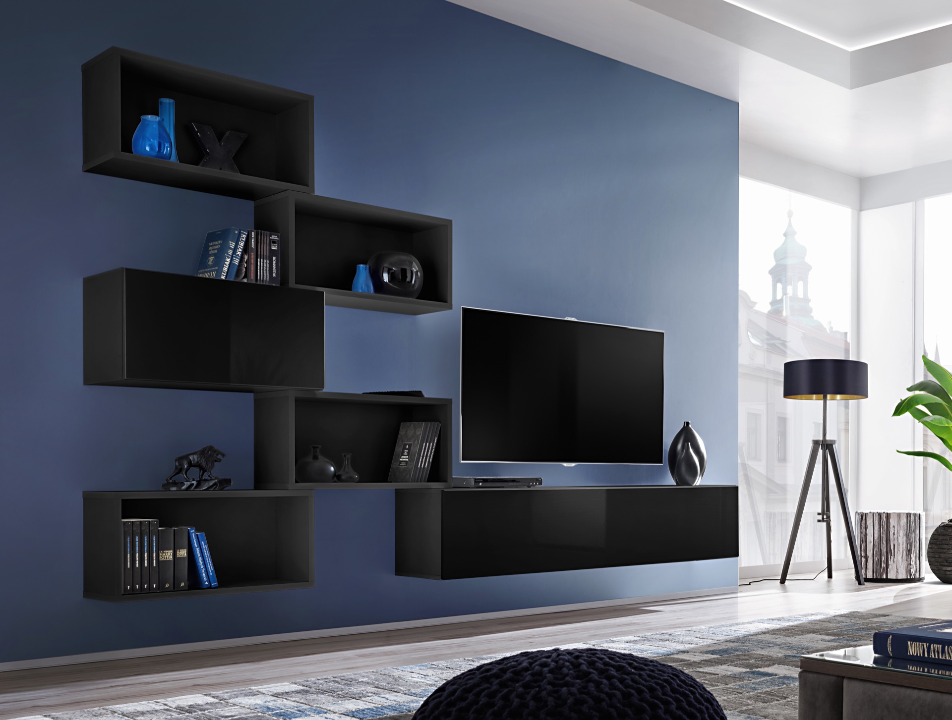 

Гостиная стенка из ДСП System Blox VIII ASM Meble Польша Черный