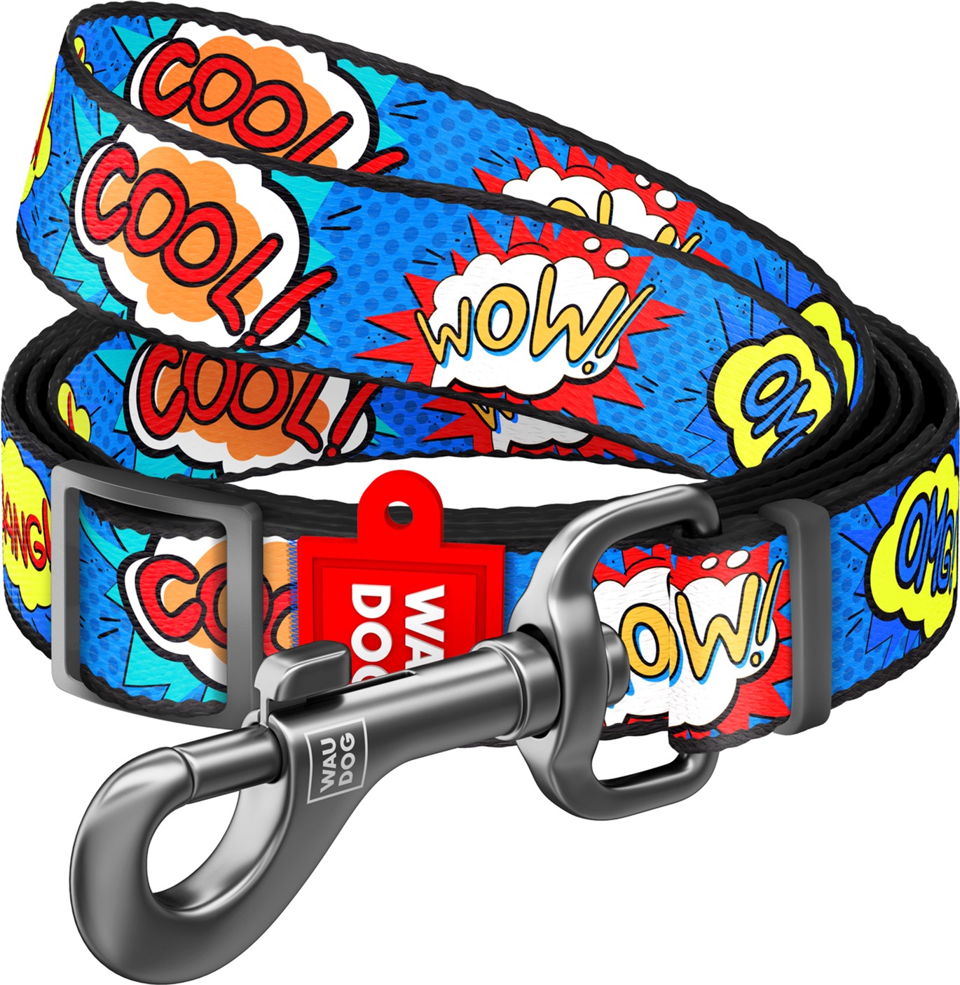 

Поводок для собак нейлоновый Collar WAUDOG Nylon, рисунок "ВАУ", регулируемый, M, Ш 20 мм, Дл 152-183 см (5308)