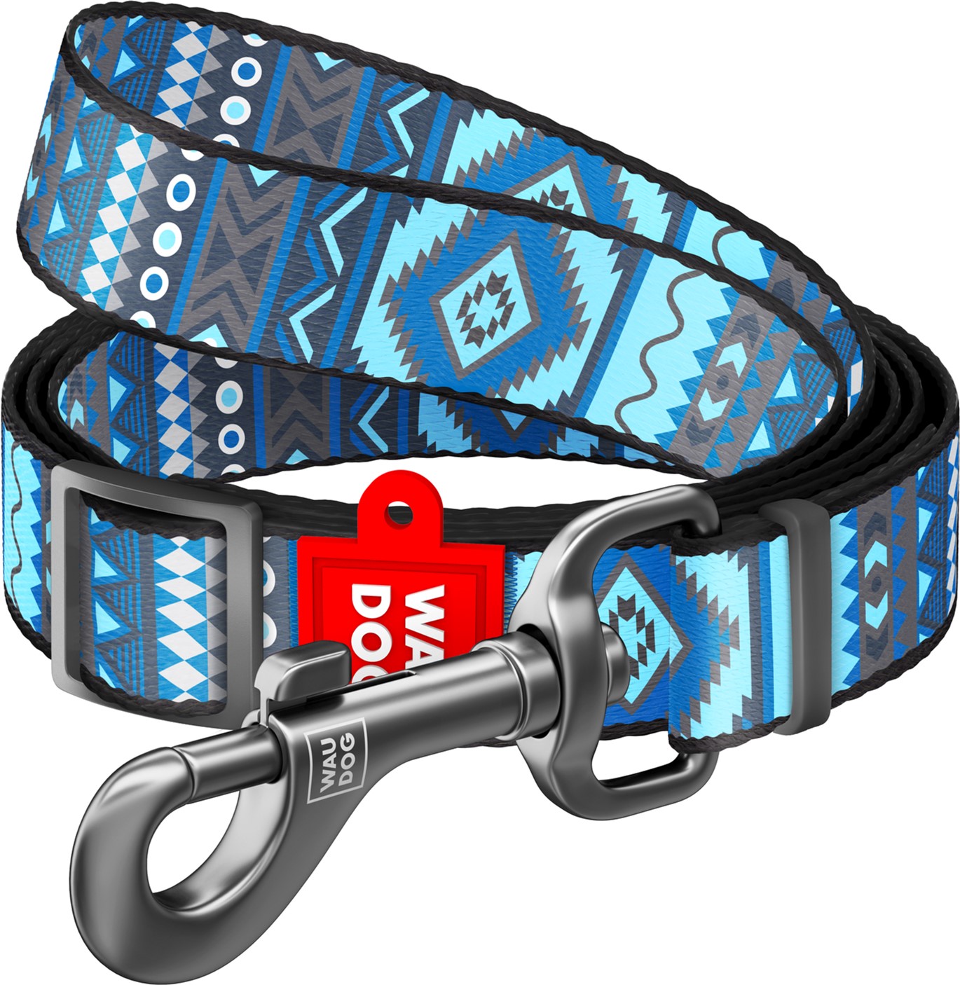 

Поводок для собак нейлоновый Collar WAUDOG Nylon, рисунок "Этно синий", регулируемый, M, Ш 20 мм, Дл 152-183 см (5335)