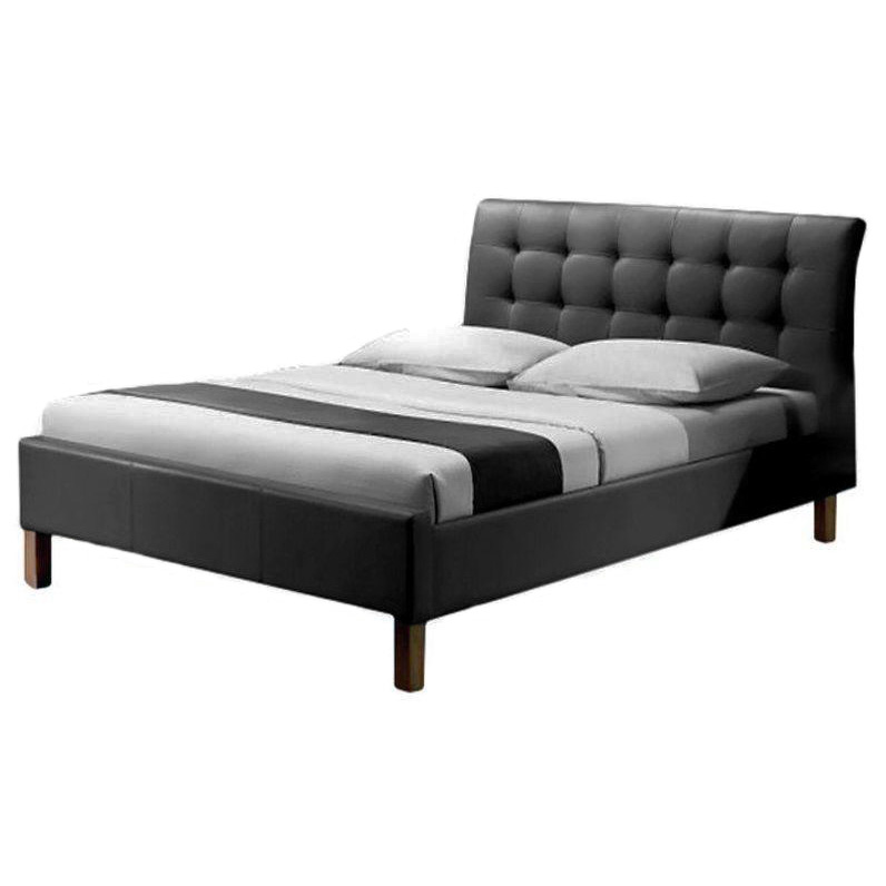 

Кровать двуспальная деревянная с мягким изголовьем Samara 160x200 экокожа черная Halmar Польша (с каркасом, без матраса)