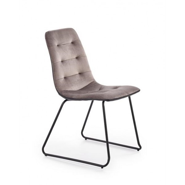 

Стул для кухни, кафе, бара, ресторана K321 сталь черный/бархатная ткань, экокожа серый Halmar Польша