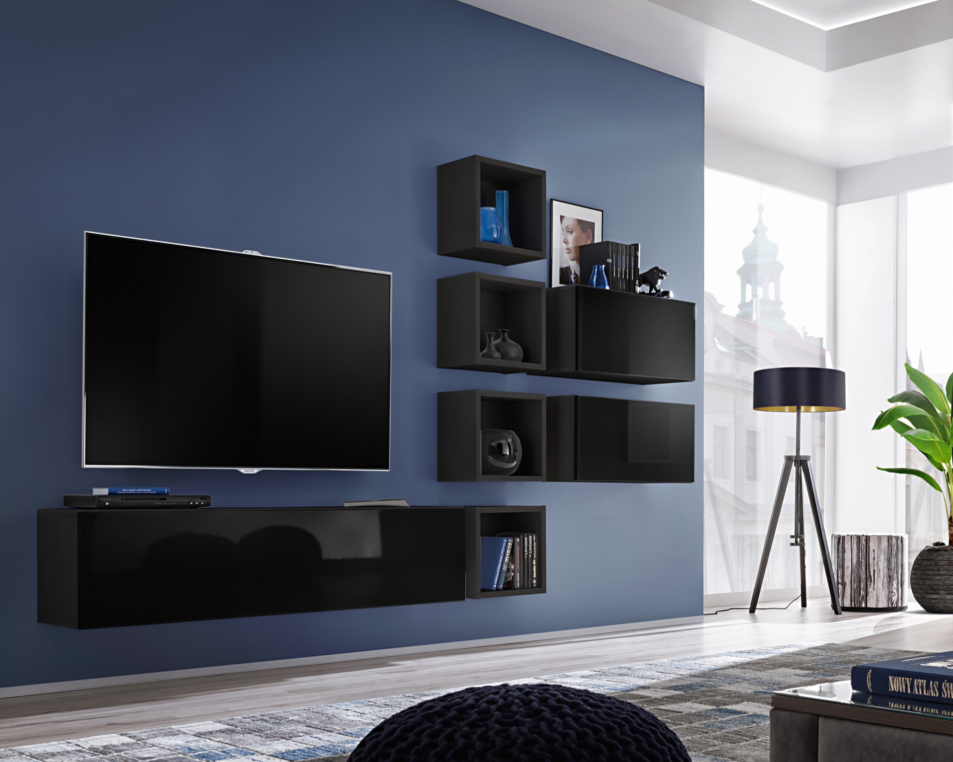

Гостиная стенка из ДСП System Blox VII ASM Meble Польша Черный