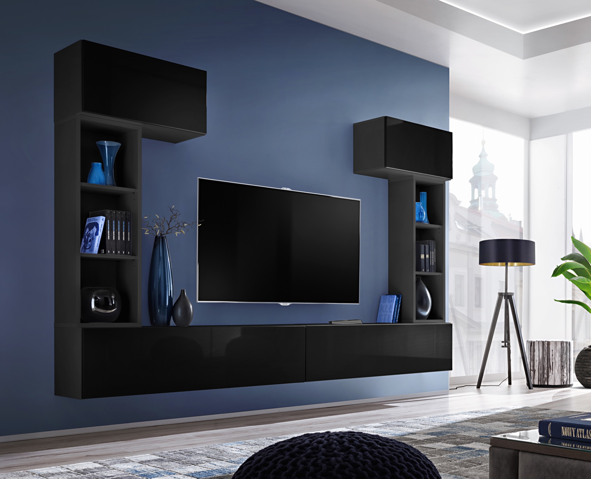 

Гостиная стенка из ДСП System Blox II ASM Meble Польша Черный