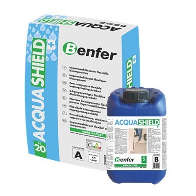 

Двухкомпонентный гидроизоляционный раствор ACQUASHIELD+ Benefer 25 кг