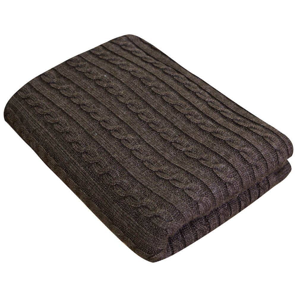 

Плед вязаный Soft косы мокко 140 х 180 см
