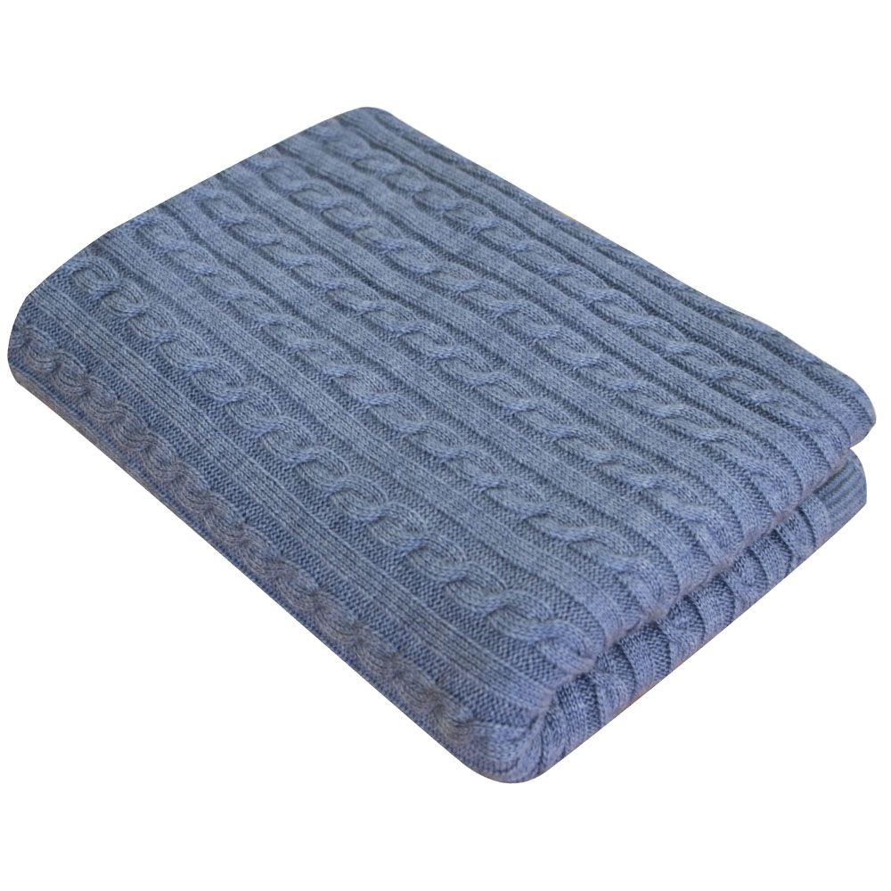 

Плед вязаный Soft косы синий меланж 90 х 130 см