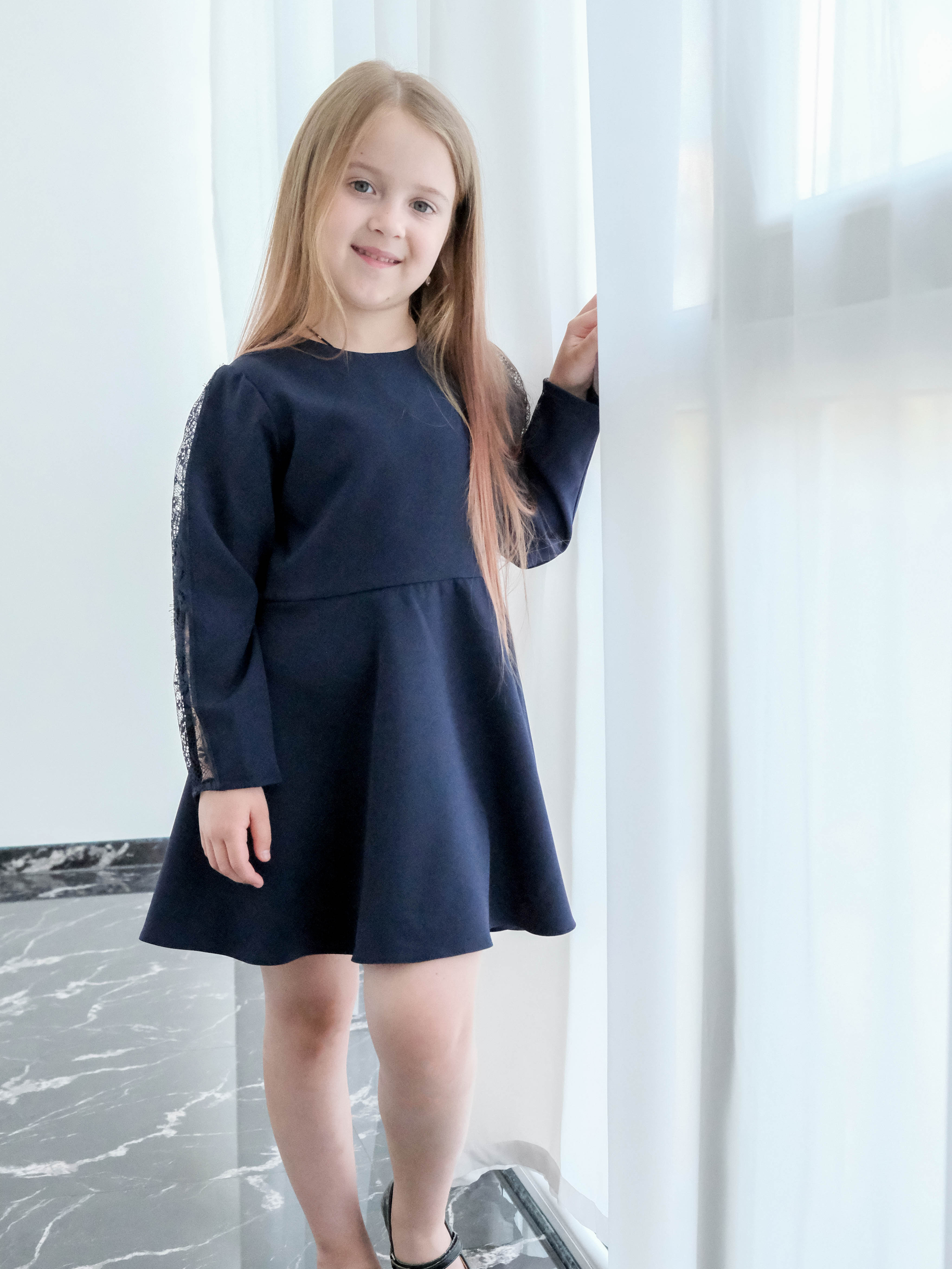 Акція на Дитяча сукня для дівчинки Flavien 7064 128 см Темно-синя від Rozetka