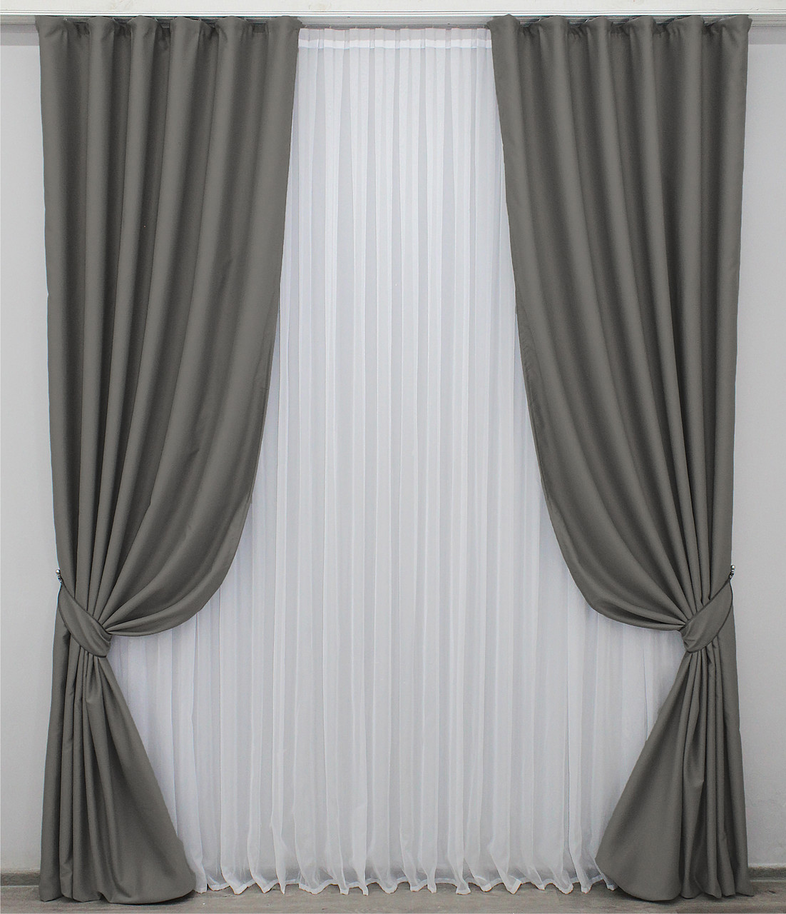 Комплект штор VR-Textil блэкаут Midnight №1228ш Серый 150х290 см 2 шт ...