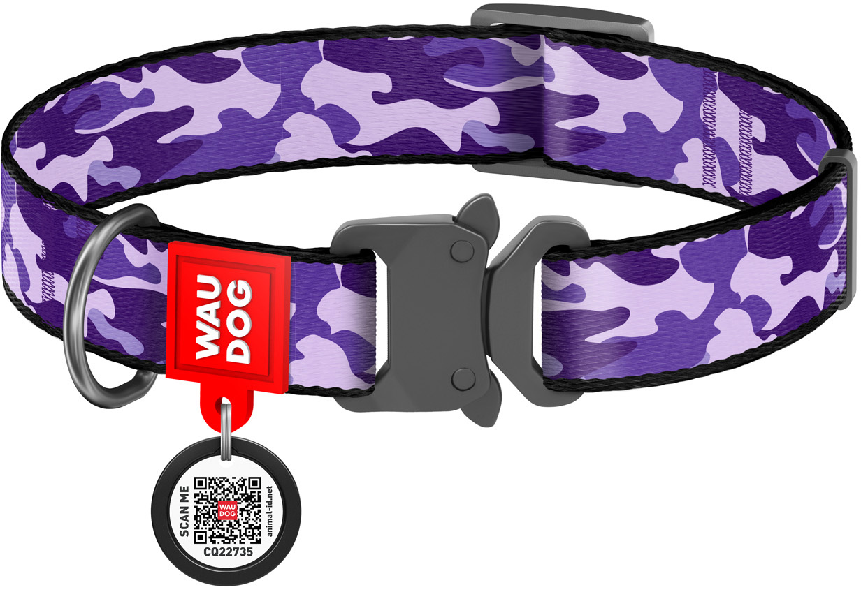 

Ошейник для собак нейлоновый Collar WAUDOG Nylon c QR паспортом, рисунок "Фиолетовый камо", металлическая пряжка-фастекс, M, Ш 20 мм, Дл 24-40 см (5101)