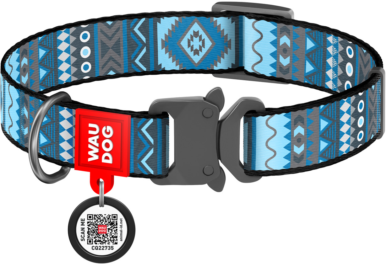 

Ошейник для собак нейлоновый Collar WAUDOG Nylon c QR паспортом, рисунок "Этно синий", металлическая пряжка-фастекс, L, Ш 25 мм, Дл 31-49 см (5189)