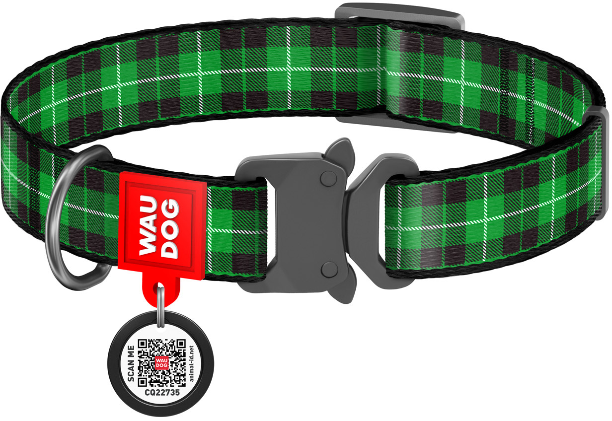 

Ошейник для собак нейлоновый Collar WAUDOG Nylon c QR паспортом, рисунок "Шотландка зеленая", металлическая пряжка-фастекс, M, Ш 20 мм, Дл 24-40 см (5091)