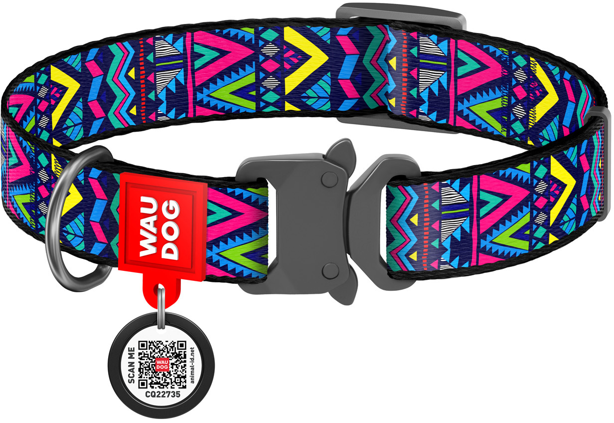 

Ошейник для собак нейлоновый Collar WAUDOG Nylon c QR паспортом, рисунок "Инди", металлическая пряжка-фастекс, XL, Ш 25 мм, Дл 35-58 см (5072)
