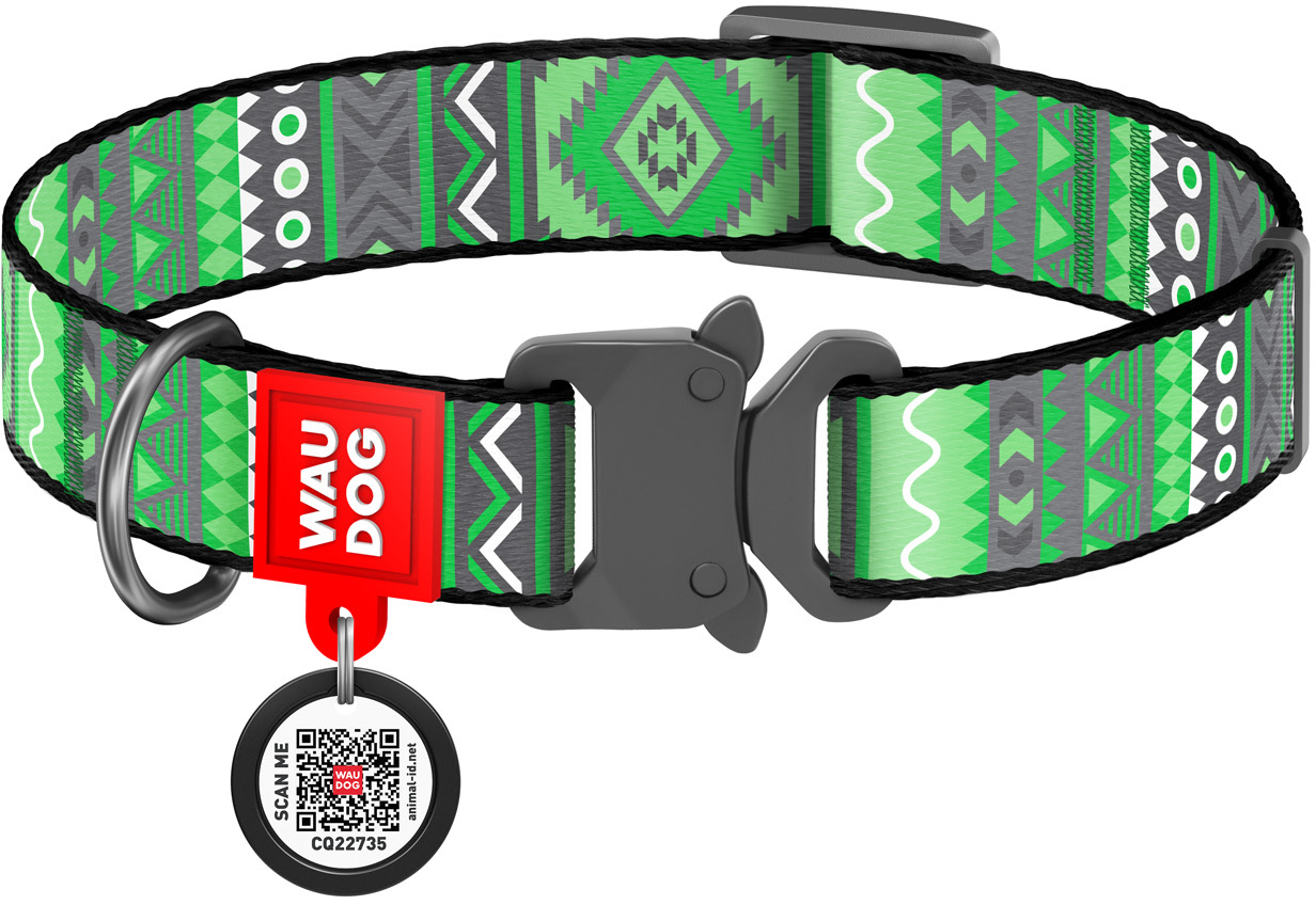 

Ошейник для собак нейлоновый Collar WAUDOG Nylon c QR паспортом, рисунок "Этно зеленый", металлическая пряжка-фастекс, M, Ш 20 мм, Дл 24-40 см (5192)