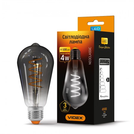 

Лампа LED Filament ST64FG 4W E27 2100K 220V, 24863, Videx