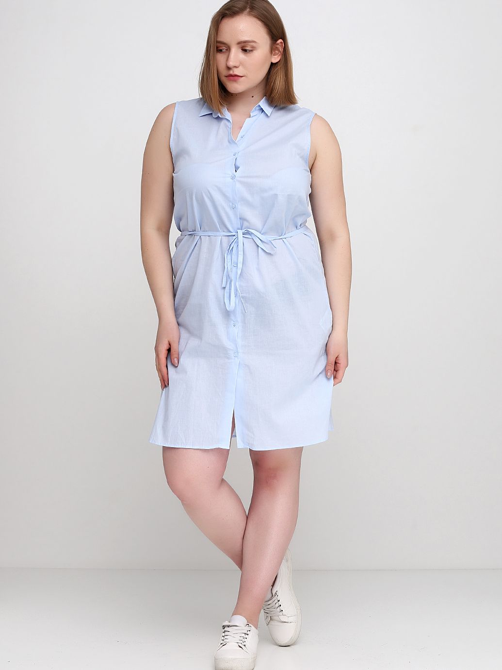 Акція на Сукня-сорочка міні літня жіноча H&M 0508564-005 42 Блакитна (СА2000001357842) від Rozetka