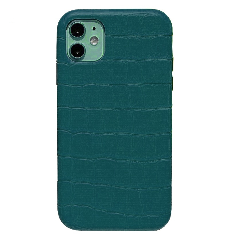 

Чехол CaseFashion Crocodile Full Leather для iPhone 12/12 Pro forest green