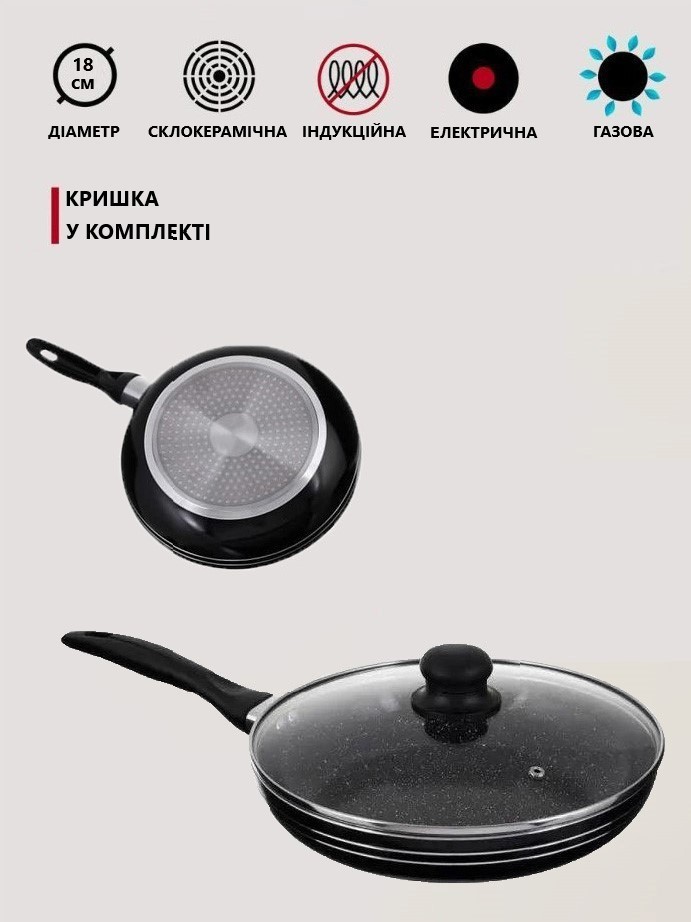 Сковорода для индукционной плиты сковородка с крышкой и антипригарным ...