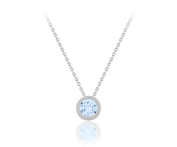 

Колье с голубым камнем SWAROVSKI Zirconia, белое золото "Искра", КЛ010/1SWFBLUE, 40 размер