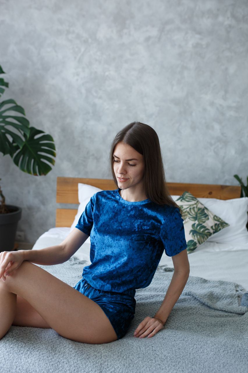 

Футболка с шортиками велюр Shuna Comfort Морской S/M