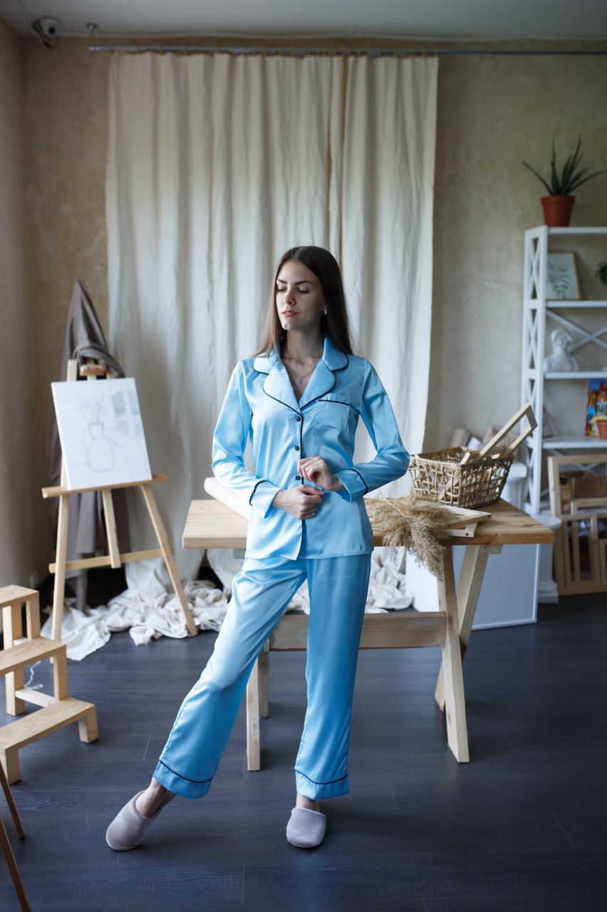 

Кофта с штанами шелк Shuna Comfort Голубой S/M/L