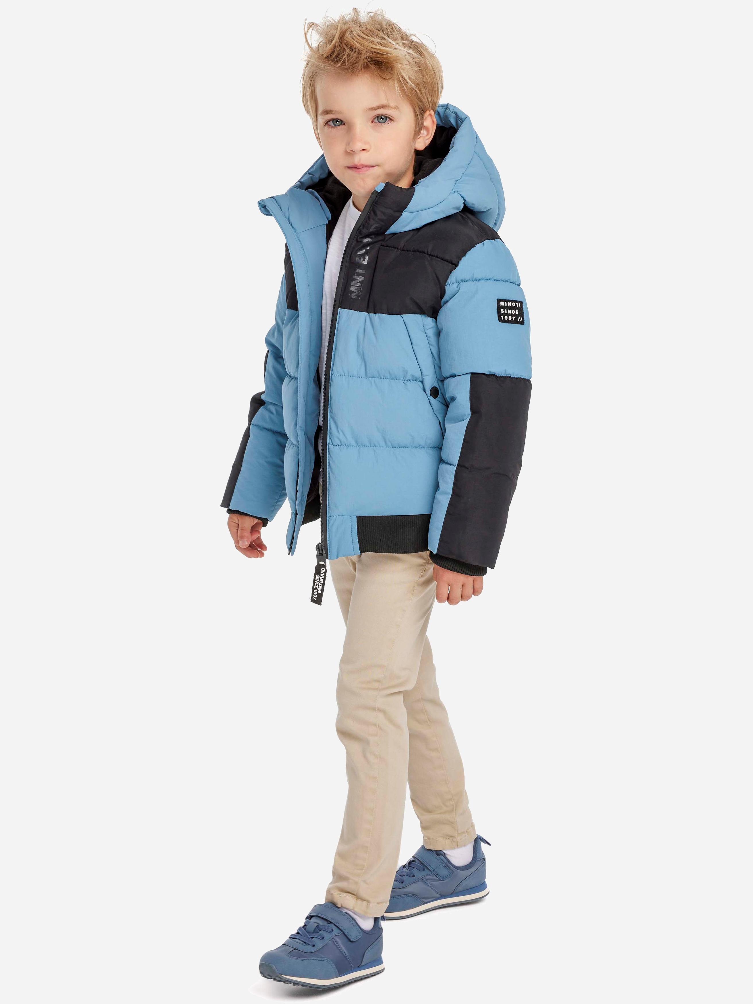 Акция на Дитяча зимова куртка для хлопчика Minoti blanc 4 39640TEN 128-134 см Блакитна от Rozetka