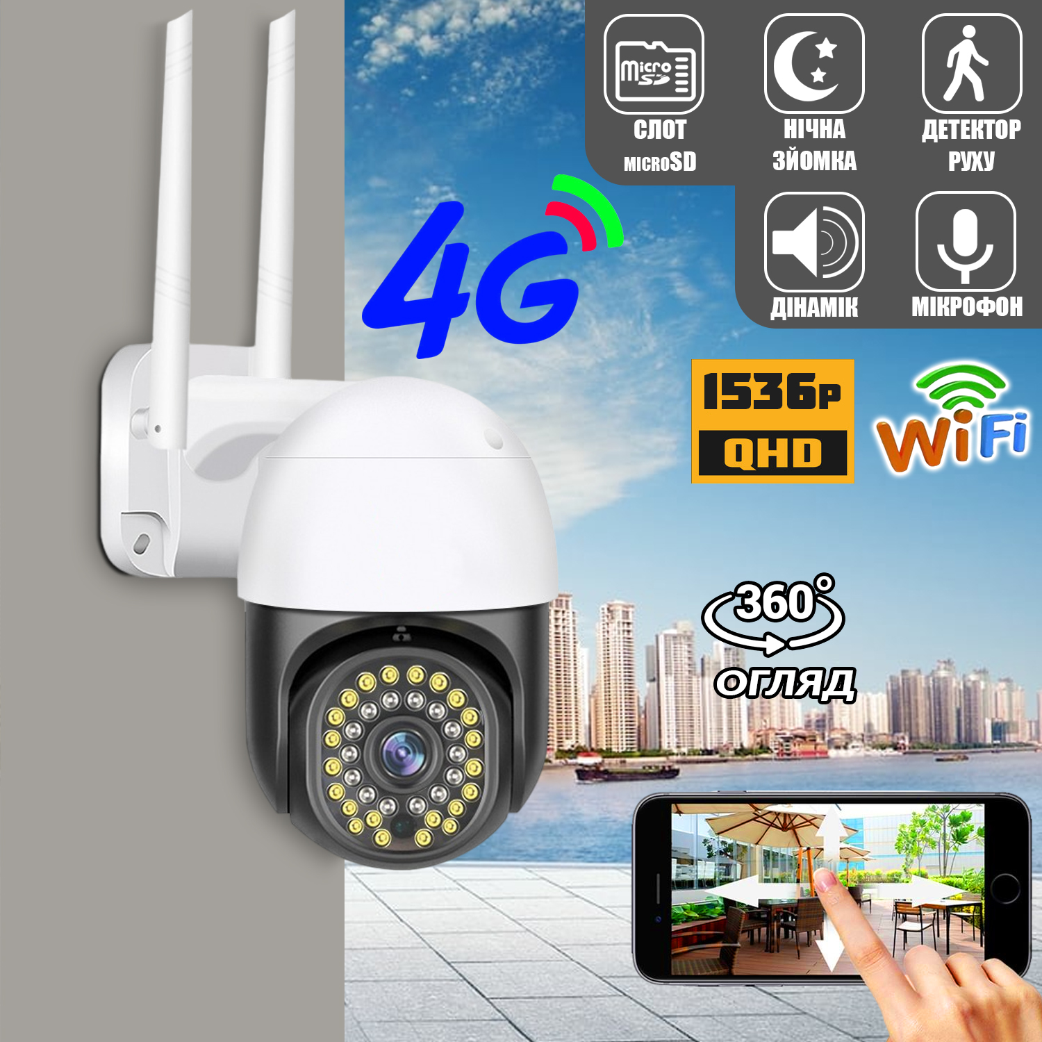 Уличная беспроводная IP-камера Wi-Fi Easy Cam 3 МП PRO-H-4G с ...