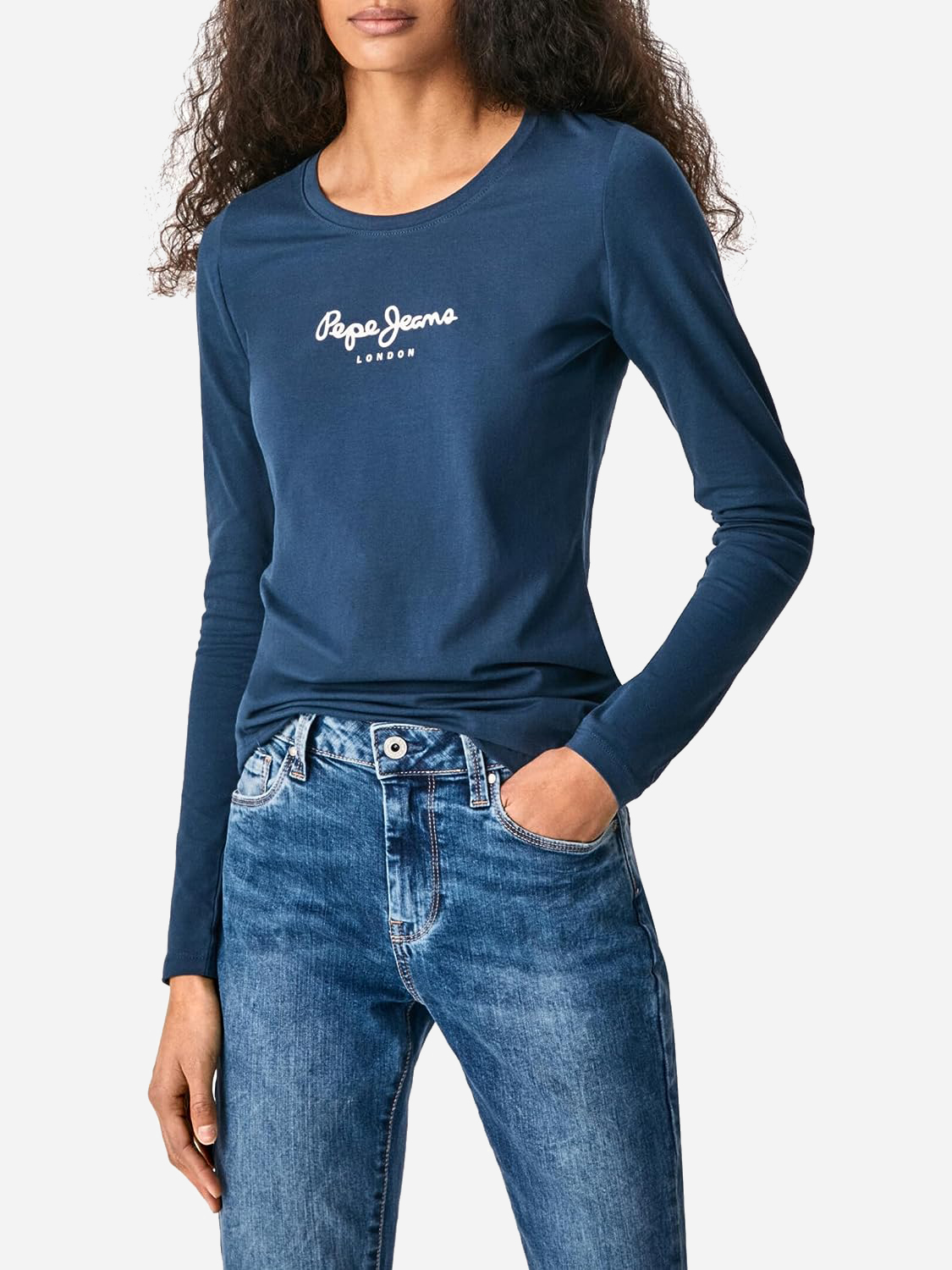 Акція на Лонгслів довгий жіночий Pepe Jeans 132816756 L Синій від Rozetka