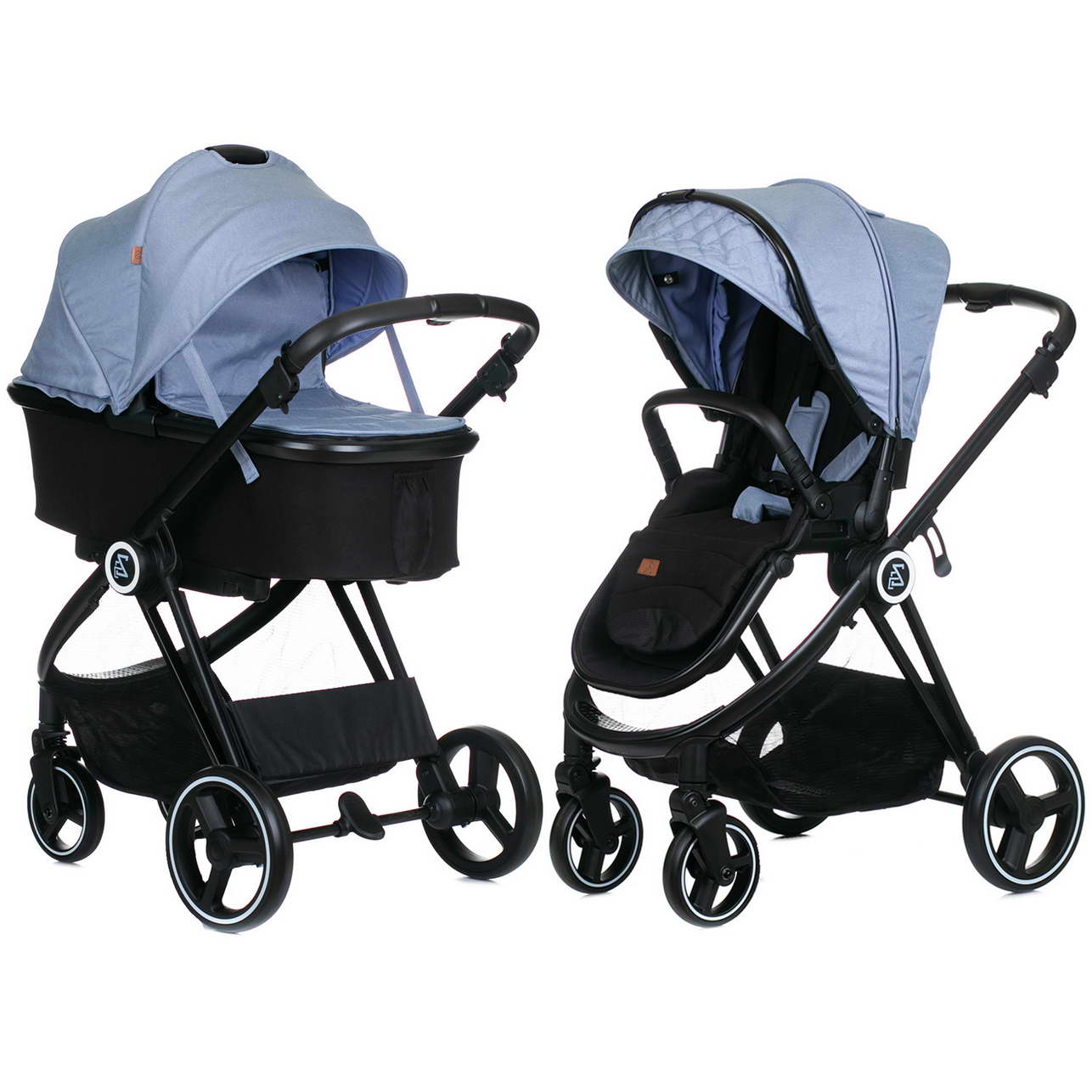 

Детская коляска 2 в 1 универсальная для новорожденных легкая BabyZz В102 для детей от рождения и до 3 лет Голубой