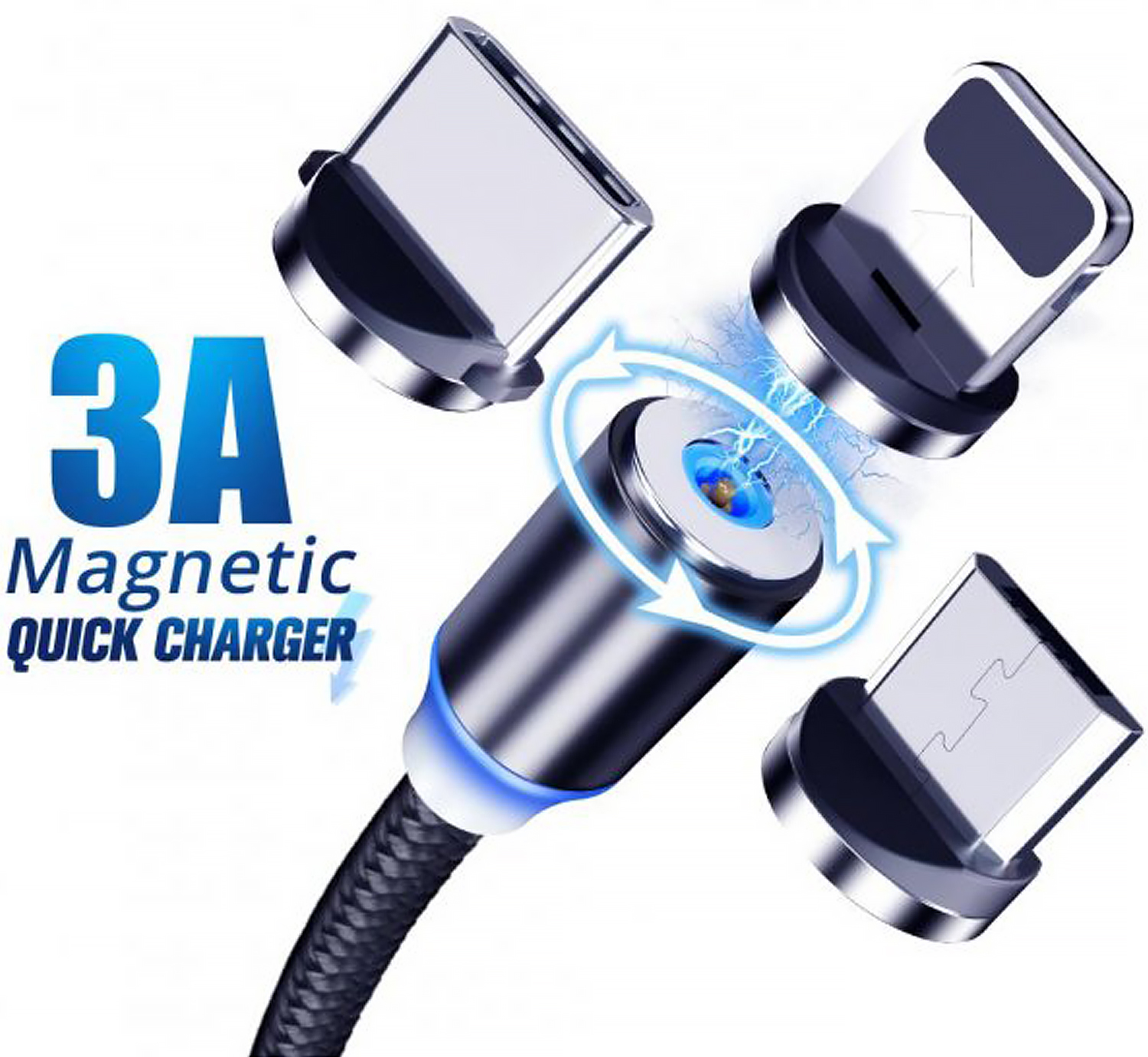 Магнитный кабель для зарядки телефона магнитная зарядка для iphone 3 в 1  Magnetic MicroUSB + Type - C + Lightning 1м – фото, отзывы, характеристики  в интернет-магазине ROZETKA от продавца: kostor | Купить в Украине: Киеве,  Харькове ...