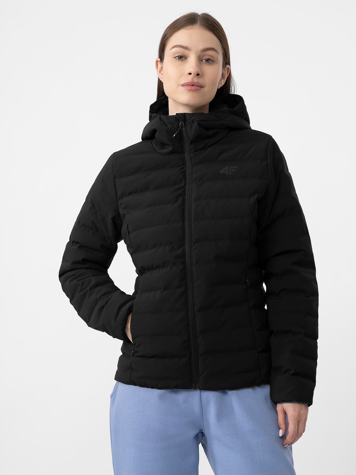 Акція на Куртка демісезонна коротка з капюшоном жіноча 4F Down Jacket F248 4FAW23TDJAF248-20S M Чорна від Rozetka