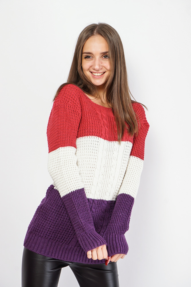 

Свитер в полоску Time of Style 85F033 S/M Малиново-фиолетовый