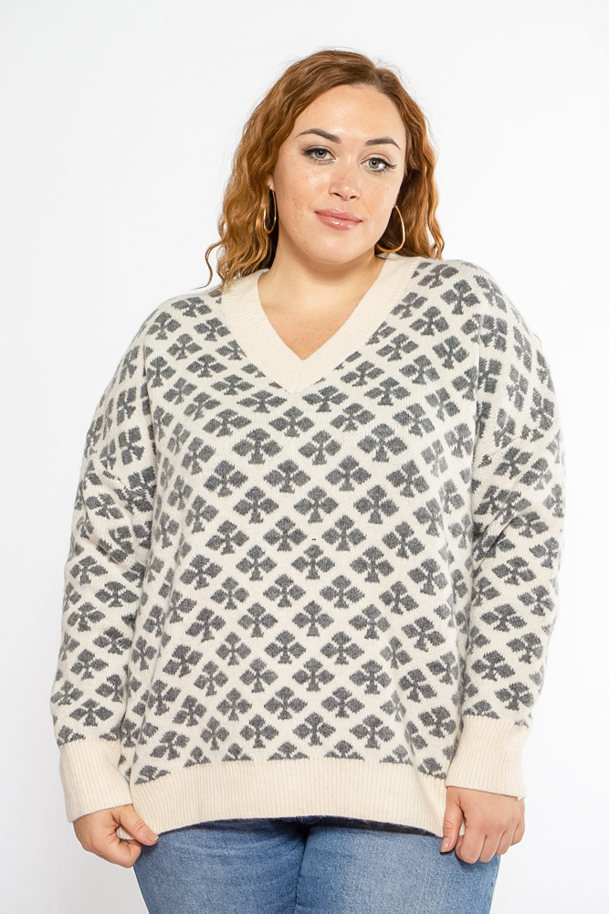 

Свитер oversize женский Time of Style 120PFA250217 XL-XXL Молочно-серый