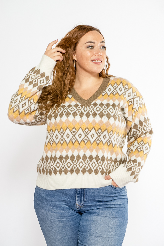 

Свитер oversize Time of Style 120PFA378207 M-L Коричнево-молочный