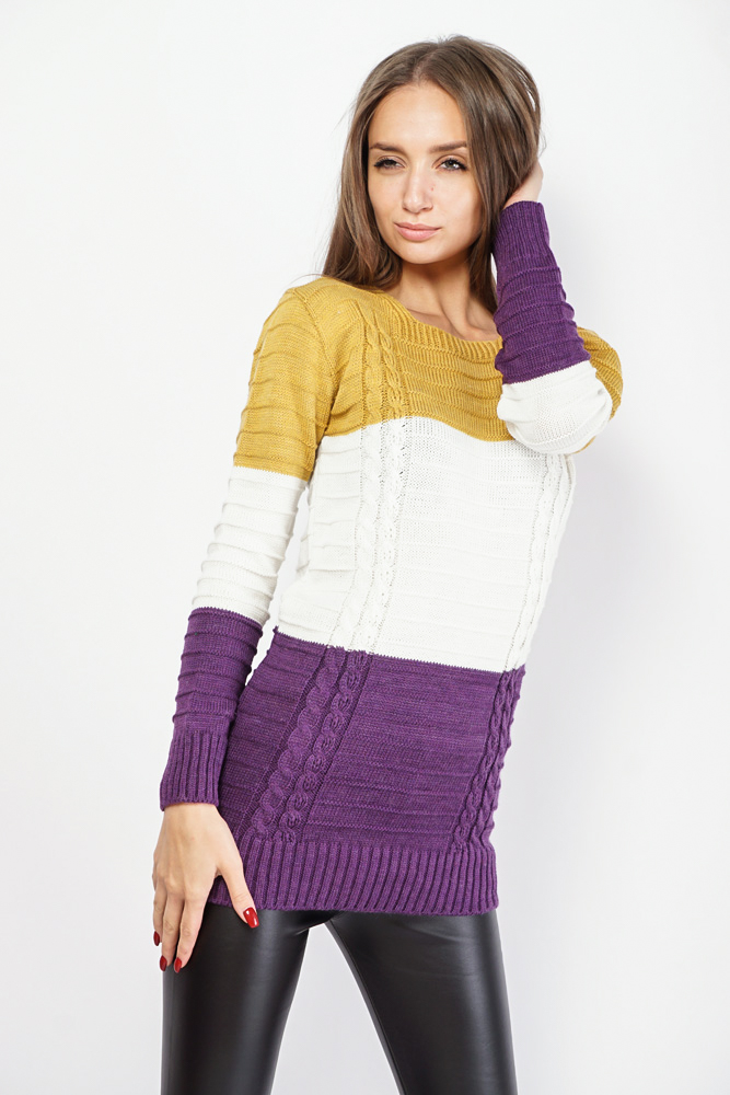 

Свитер в полоску Time of Style 85F034 S/M Горчично-фиолетовый