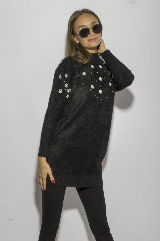 

Туника декорированная бусинками Time of Style 120PFA025148 S-M Черный