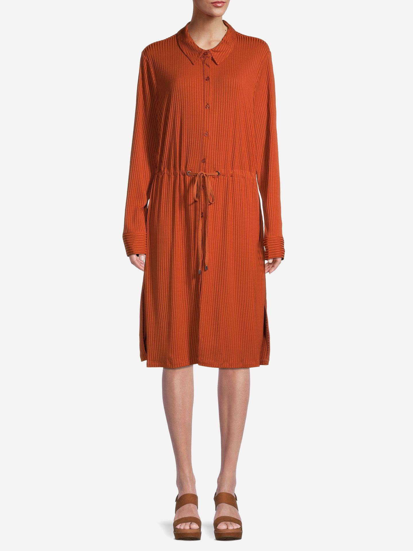 Акція на Сукня-сорочка міді зимова жіноча Calvin Klein 31160931 M Помаранчева від Rozetka