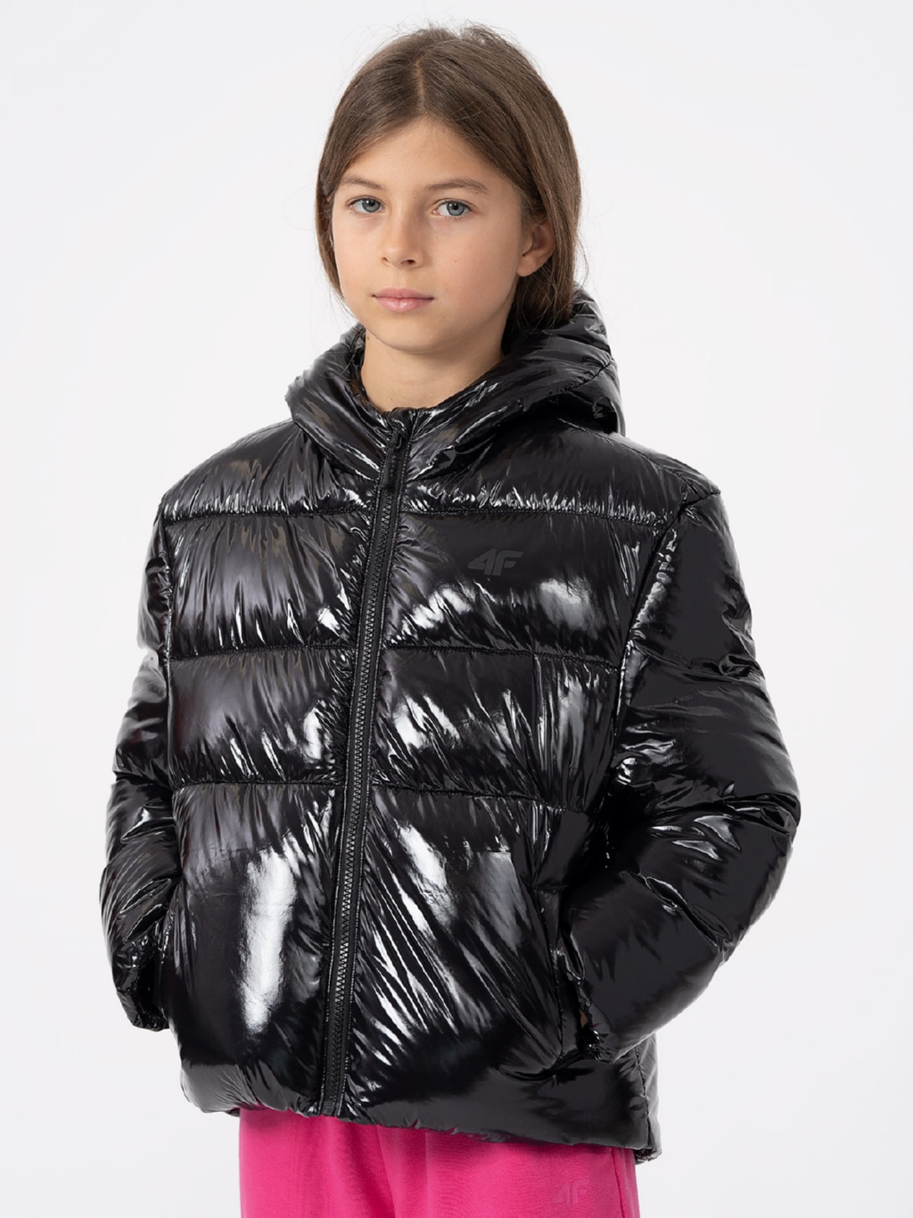 Акція на Дитяча демісезонна куртка для дівчинки 4F 4FJAW23TDJAF267-21S 128 см Чорна від Rozetka