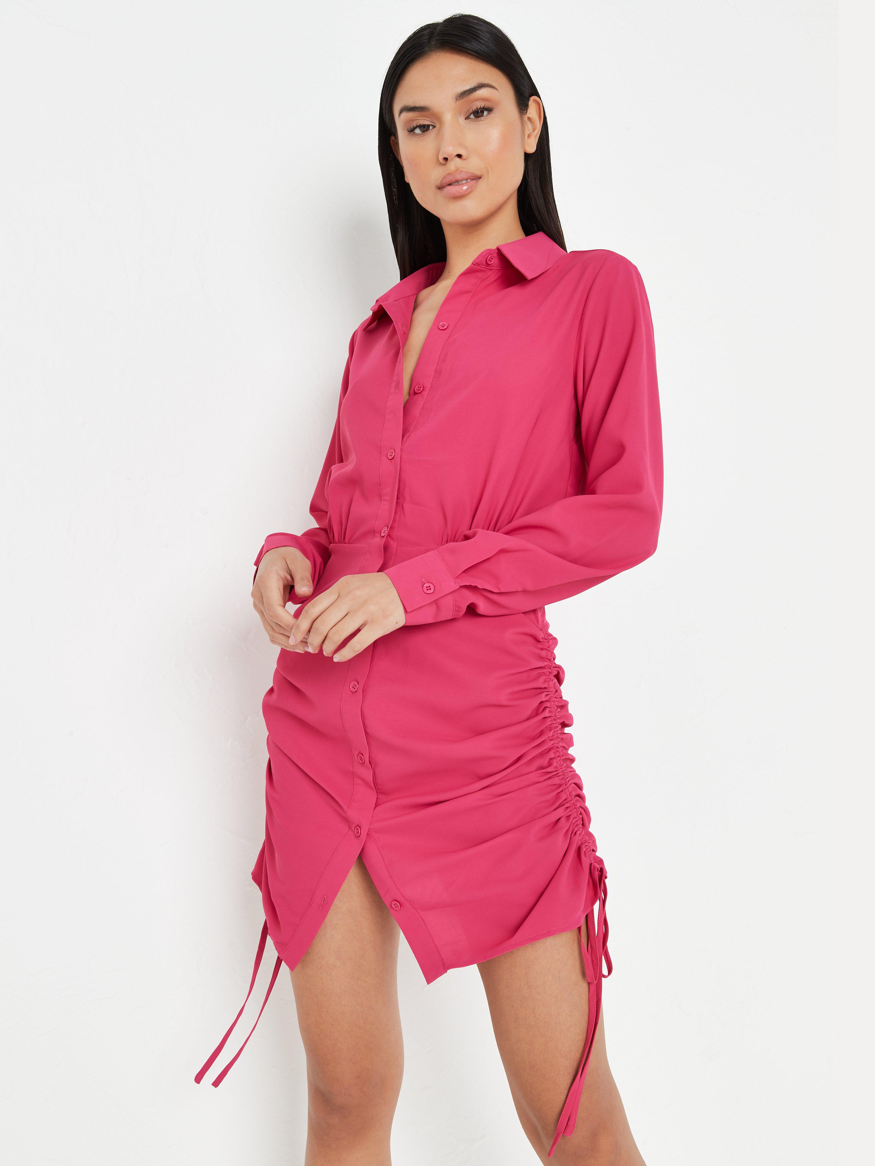 Акция на Сукня-сорочка міні літня жіноча Missguided D1002720 38 Рожева от Rozetka