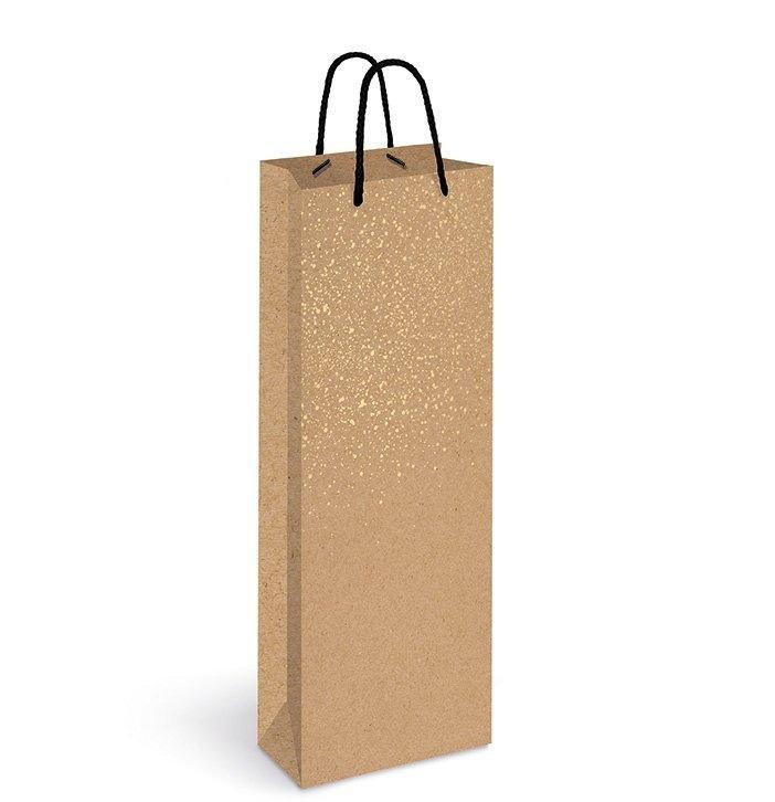 Пакет бумажный для бутылки "KRAFT GOLD-2" с веревочными ручками размер ...