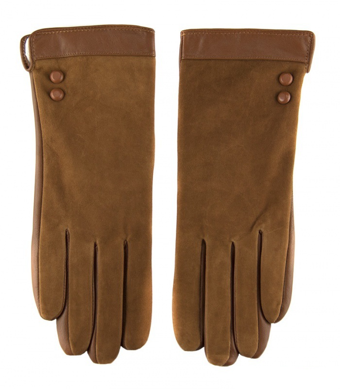 

Перчатки женские замш/кожа и кожа, подкладка плюш, цвет рыжий, размер 6, pov9158