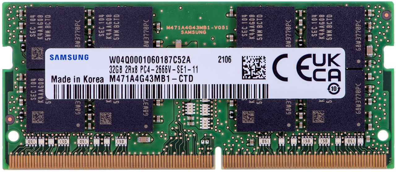 Оперативная память Samsung DDR4-2666 32768 MB PC4-21300 (M471A4G43MB1 ...