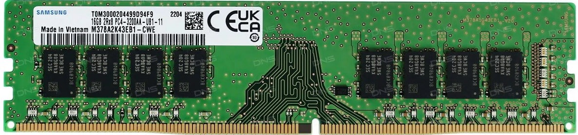 Оперативная память Samsung DDR4-3200 16384 MB PC4-25600 non-ECC ...
