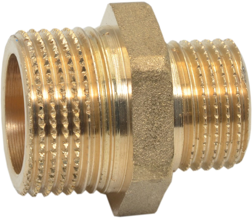 Ниппель редукционный PATTARONI 1/2" x 3/4" НН латунный (F591R005 ...