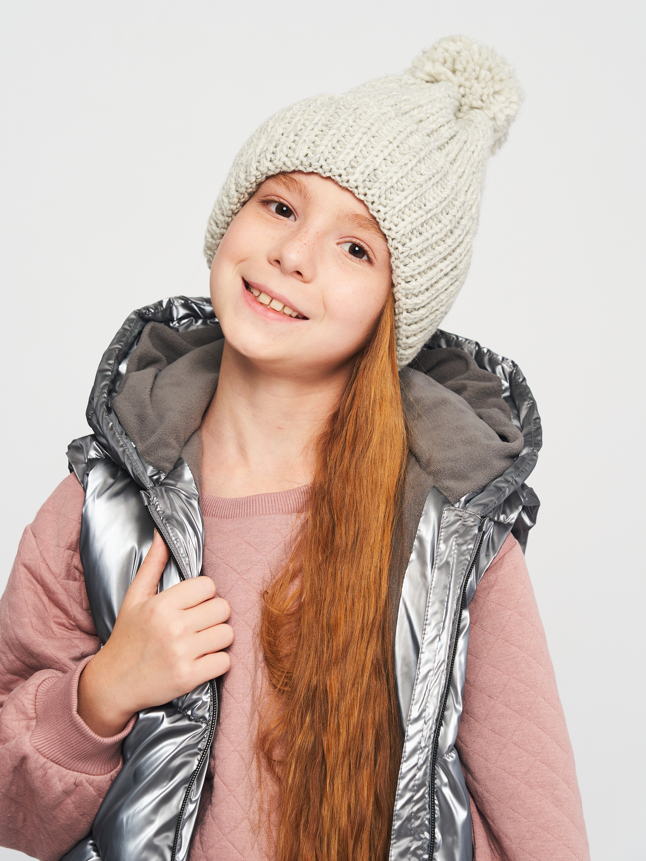 Акція на Дитяча зимова шапка-біні в'язана з помпоном для дівчинки Coccodrillo Accessories Winter Girl ZC2364312AWG-019 52 см Сіра від Rozetka