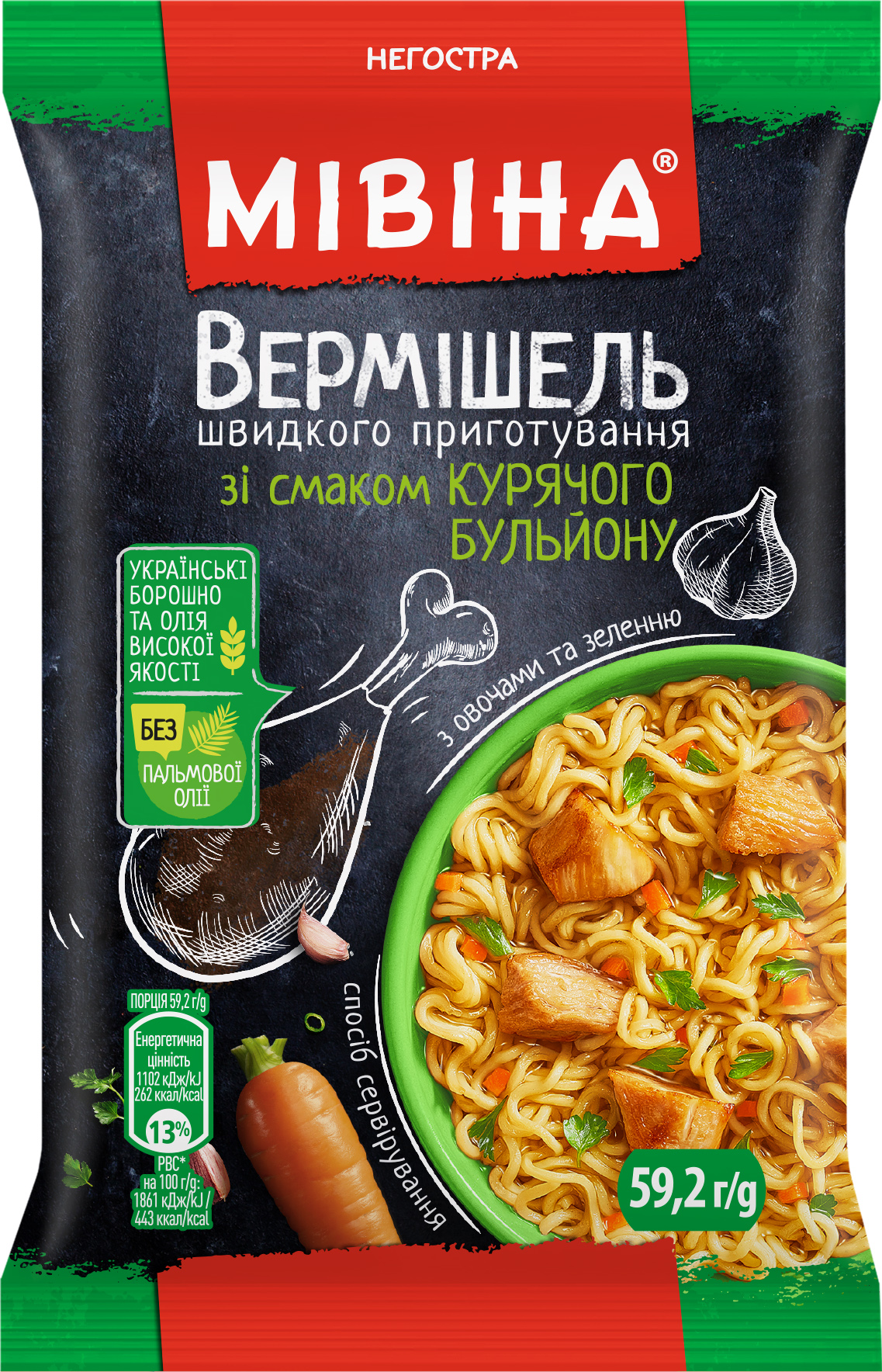 Вермишель быстрого приготовления Мивина Неострая со вкусом куриного бульона  с овощами и зеленью 59.2 г (8445290708489) – ROZETKA. Купить Вермишель  быстрого приготовления Мивина Неострая со вкусом куриного бульона с овощами  и зеленью