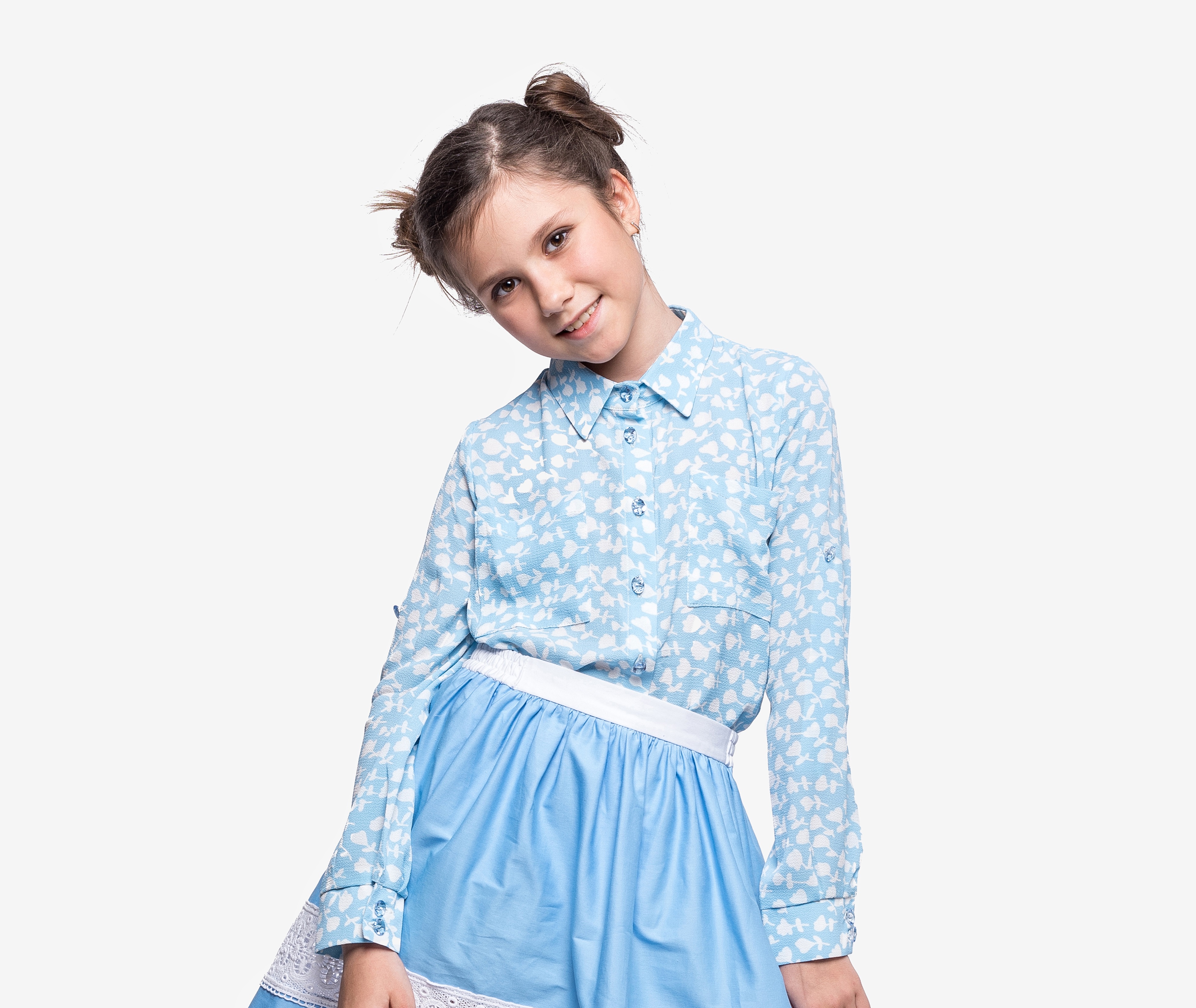 

Блуза KidsCouture Шифон 134 см Блакитний