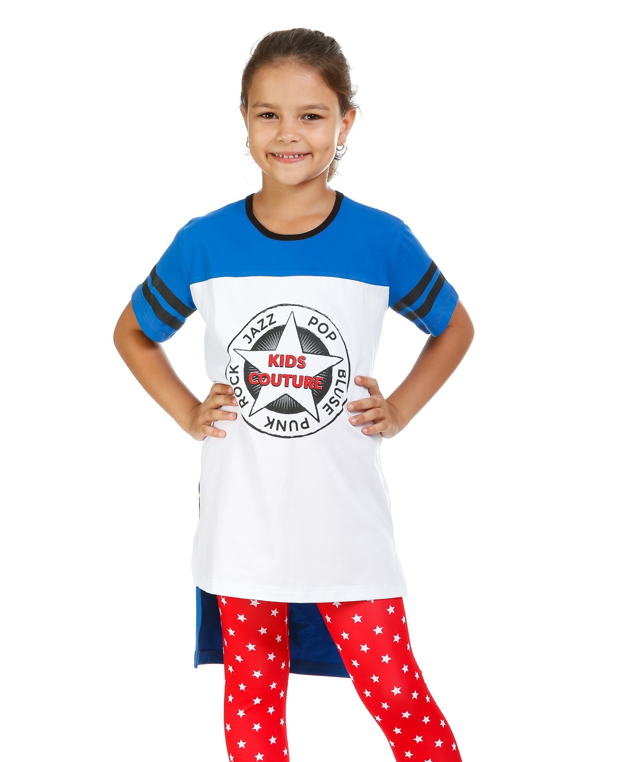 

Туніка KidsCouture Інтерлок 134 см Електрик з білим