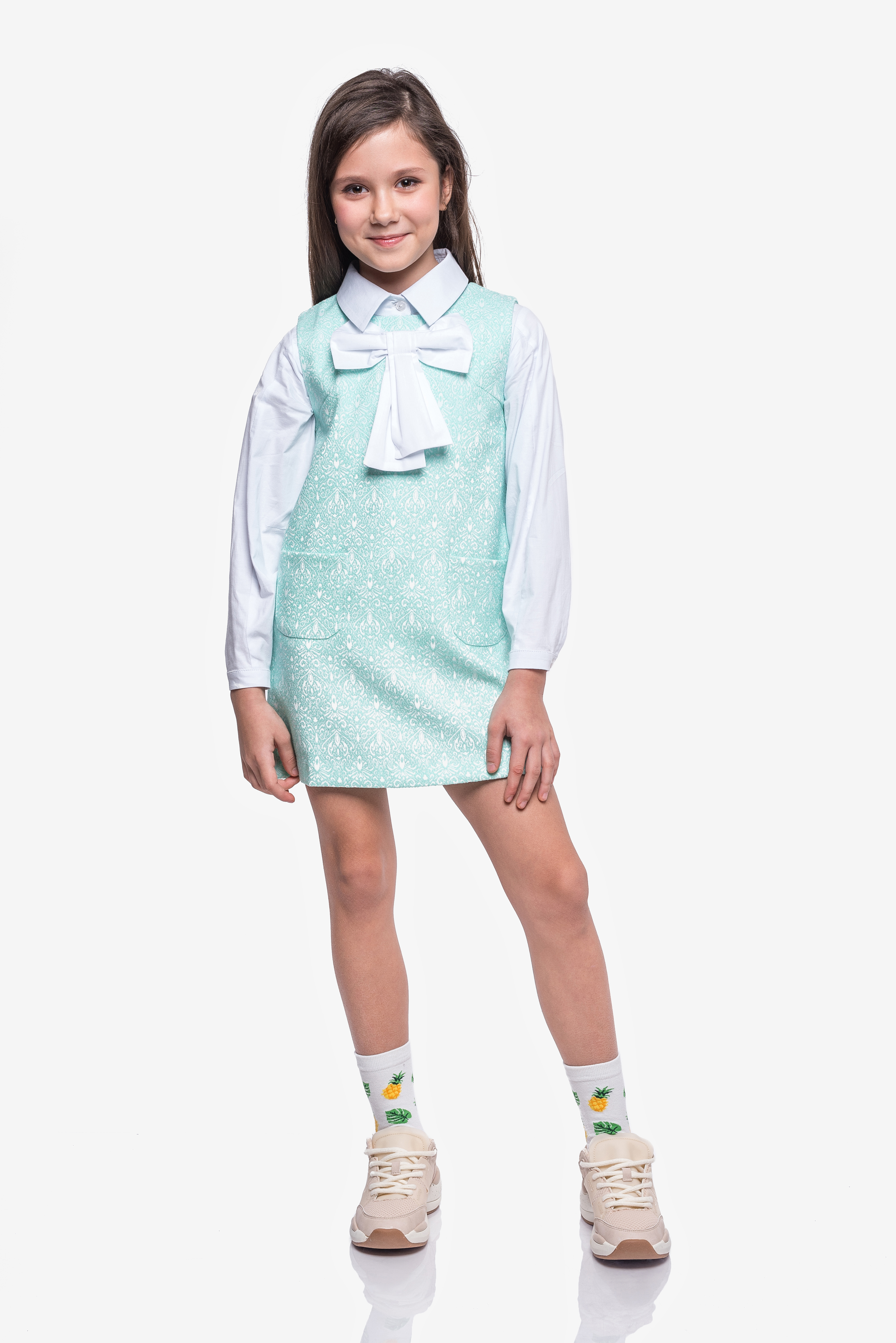 

Сарафан бант KidsCouture Жаккард 110 см М'ятний