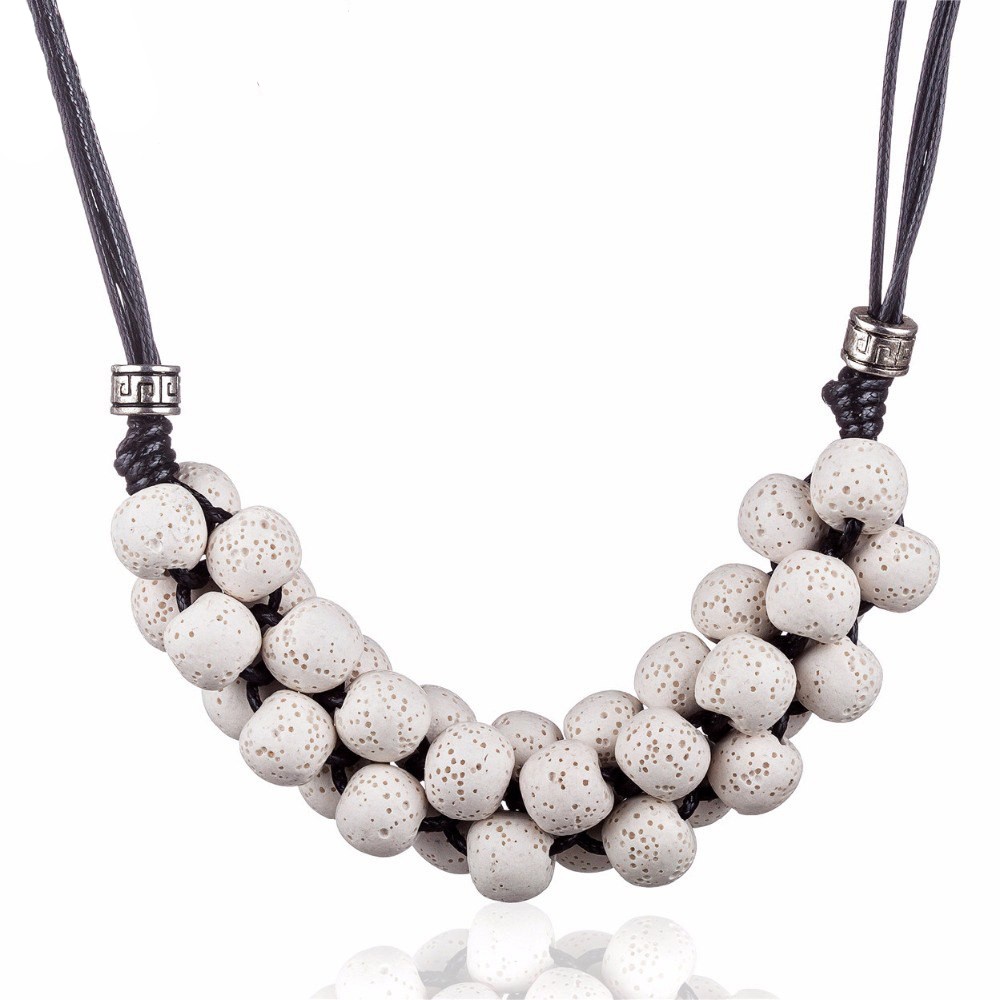 

Ожерелье YA.VA Handmade бижутерия из вулканической лавы белое P0270230
